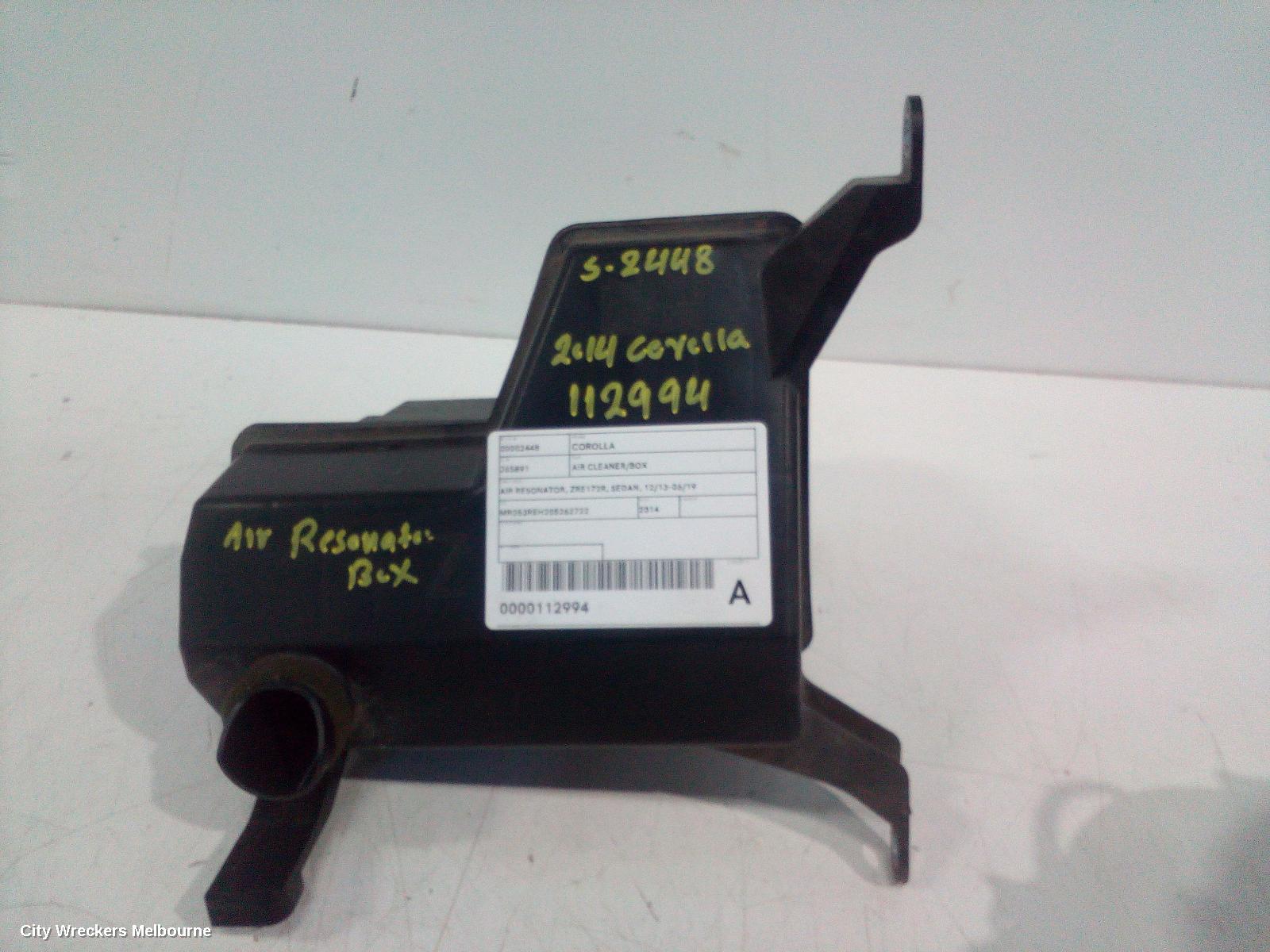 TOYOTA COROLLA AIR CLEANER/BOX, AIR RESONATOR, ZRE172R, SEDAN, 12/2013 - 06/2019