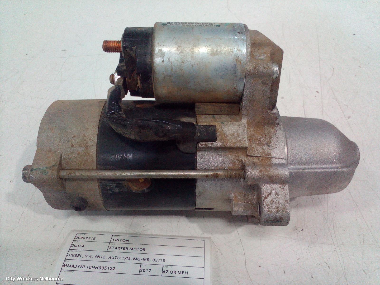 MITSUBISHI TRITON STARTER, DIESEL, 2.4, 4N15, AUTO T/M, MQ-MR, 03/2015 ONWARDS