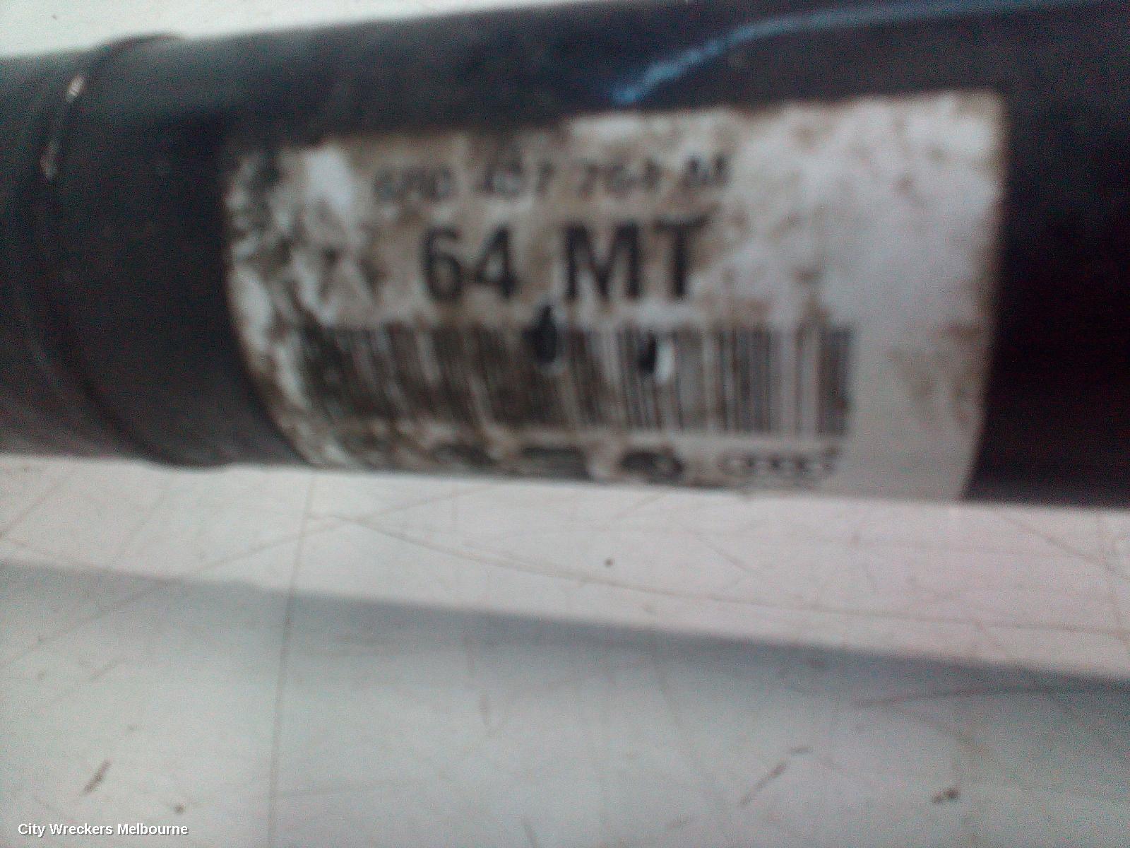 VOLKSWAGEN POLO RIGHT DRIVESHAFT, AUTO T/M, PETROL, 1.4, TURBO, 6R, 05/2010 - 05/2014
