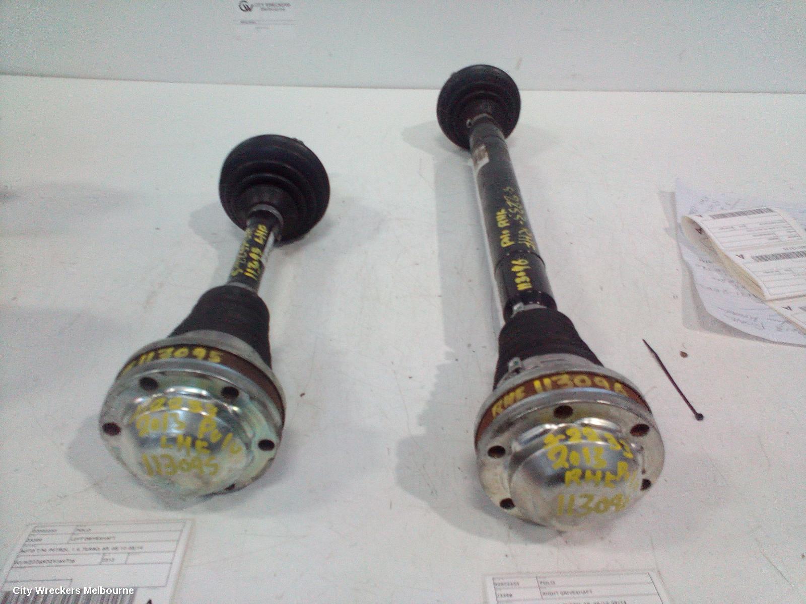 VOLKSWAGEN POLO RIGHT DRIVESHAFT, AUTO T/M, PETROL, 1.4, TURBO, 6R, 05/2010 - 05/2014