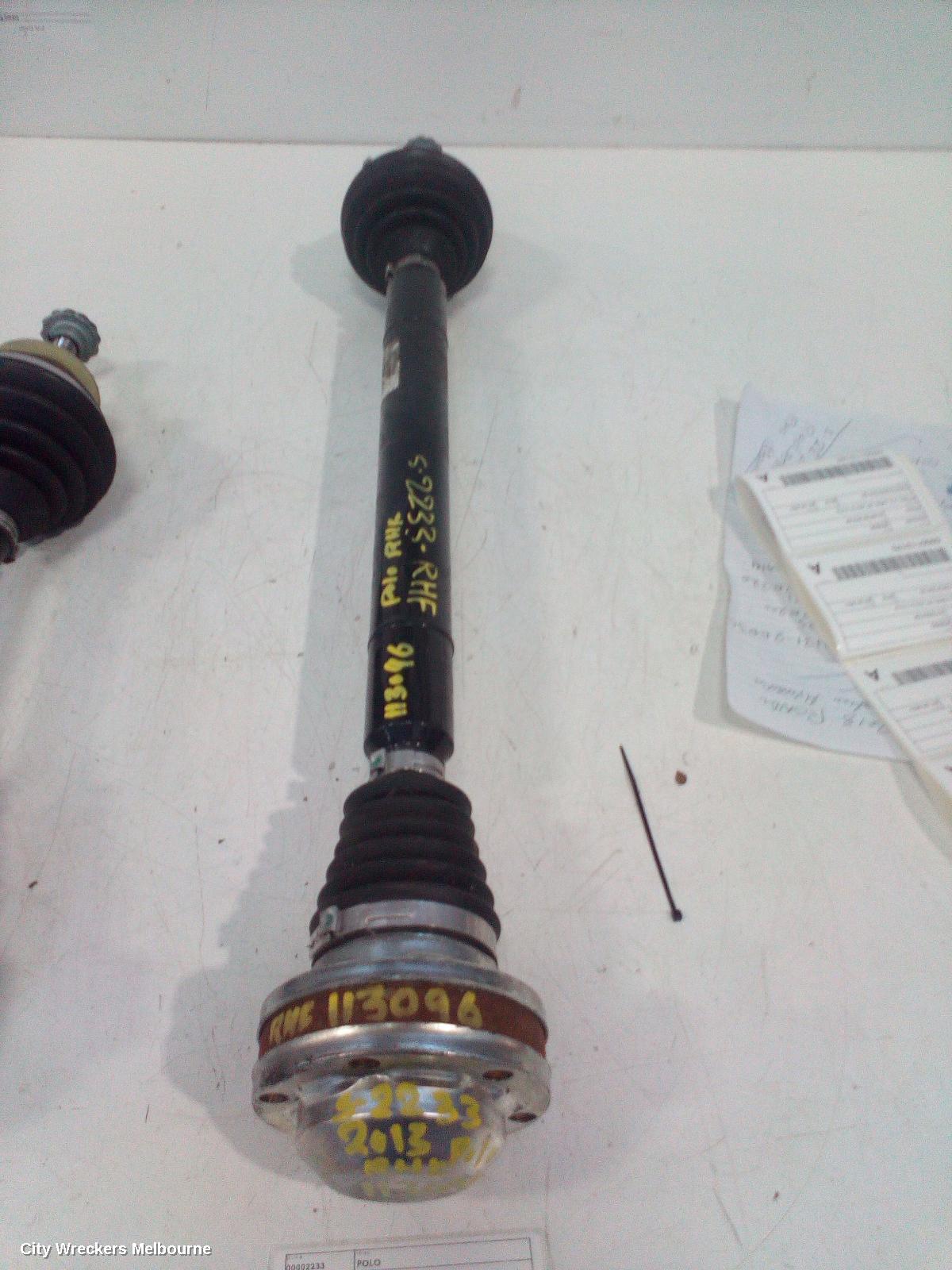 VOLKSWAGEN POLO RIGHT DRIVESHAFT, AUTO T/M, PETROL, 1.4, TURBO, 6R, 05/2010 - 05/2014