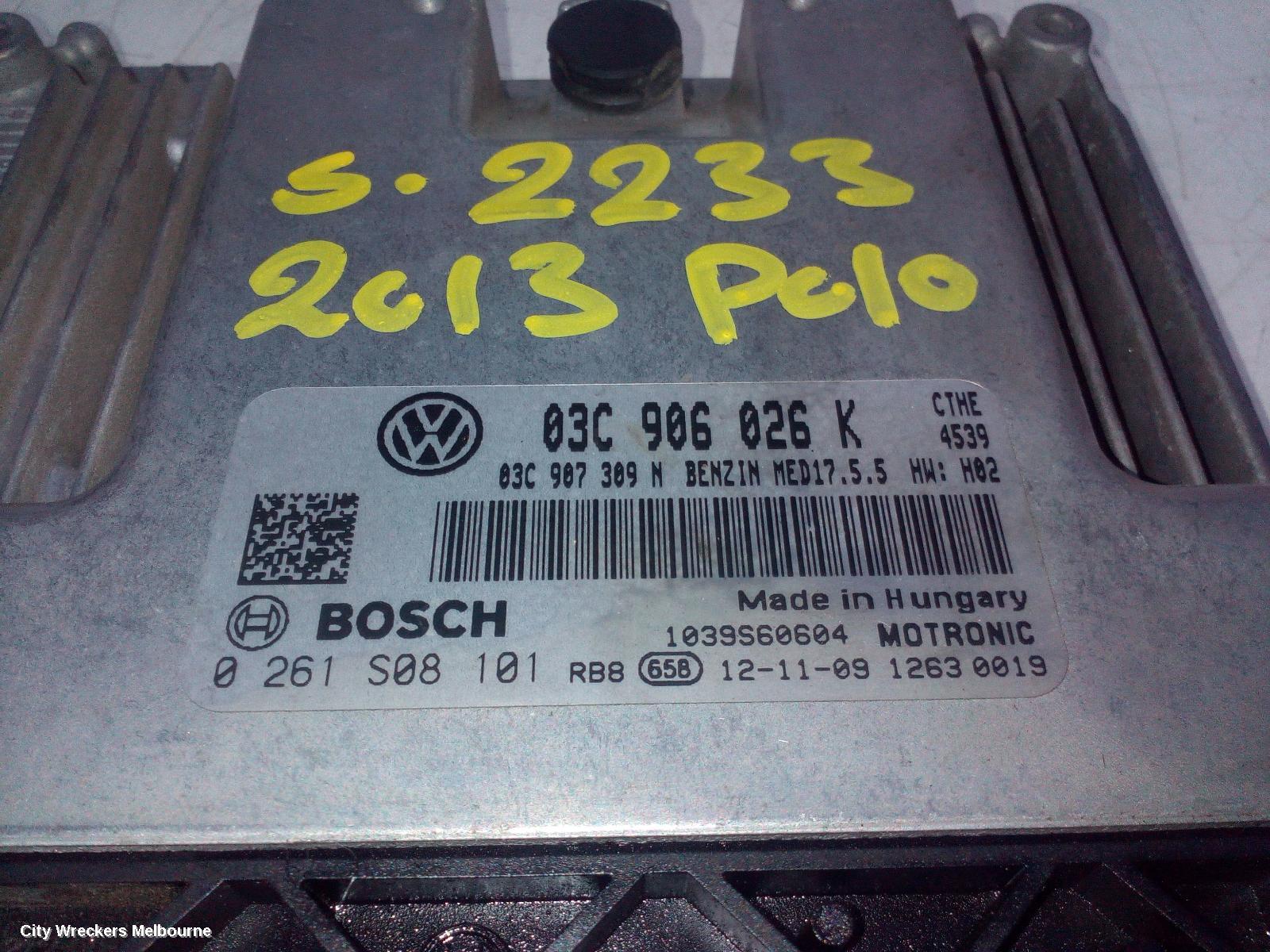 VOLKSWAGEN POLO ECU, ENGINE ECU, 1.4, PETROL, AUTO, P/N 03C906026K, ECU ONLY, 6R, 05/2010 ONWARDS