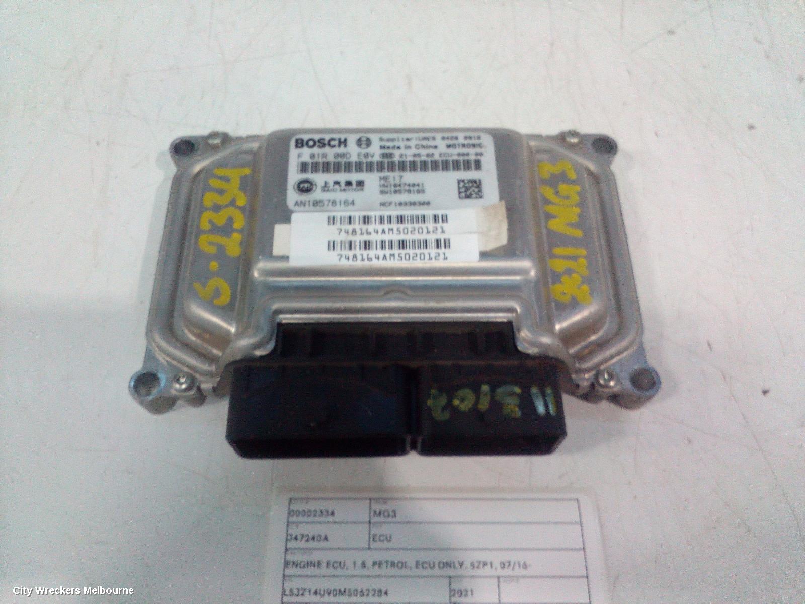 MG MG3 ECU, ENGINE ECU, 1.5, PETROL, ECU ONLY, SZP1, 07/2016 ONWARDS