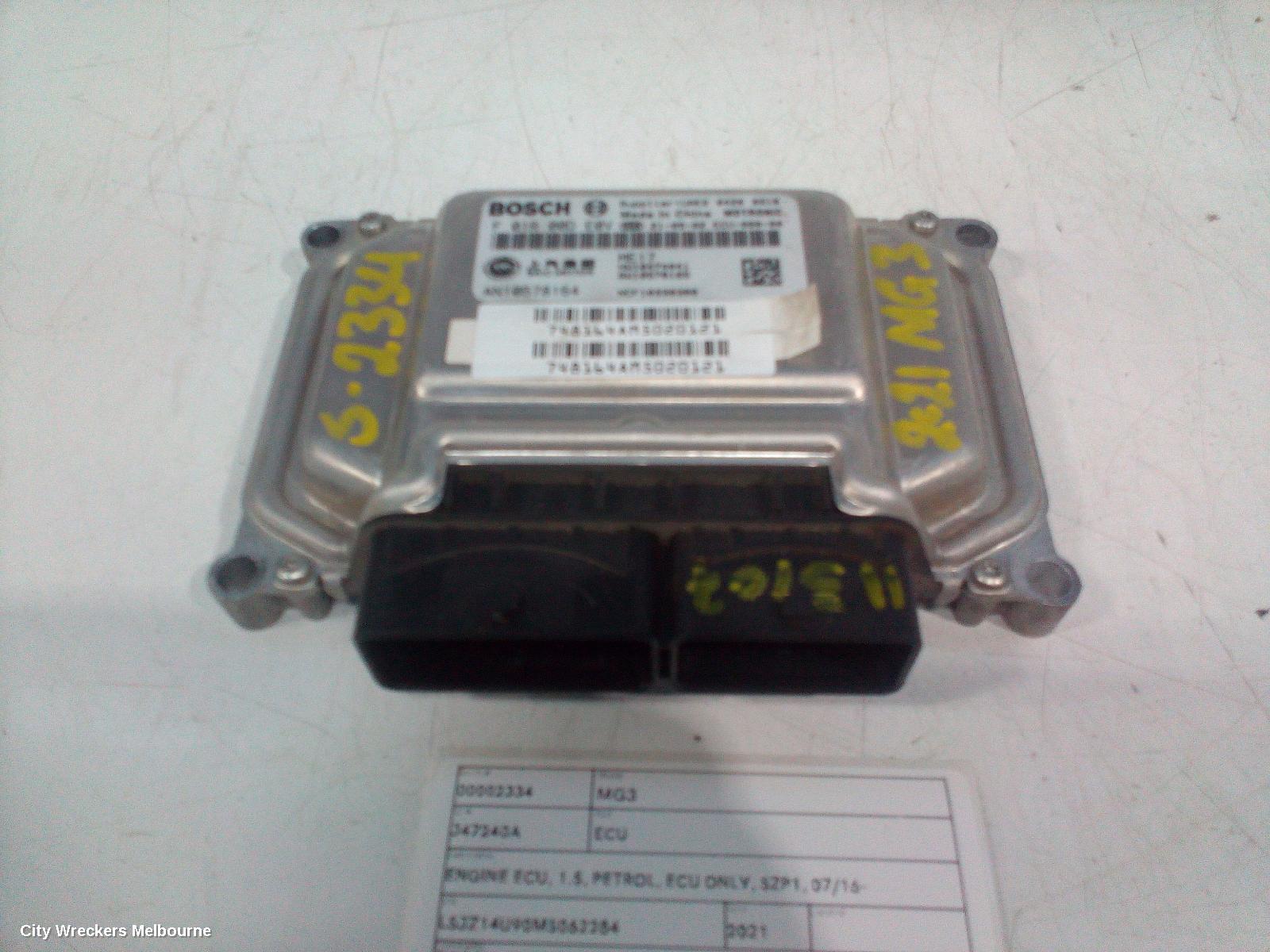 MG MG3 ECU, ENGINE ECU, 1.5, PETROL, ECU ONLY, SZP1, 07/2016 ONWARDS