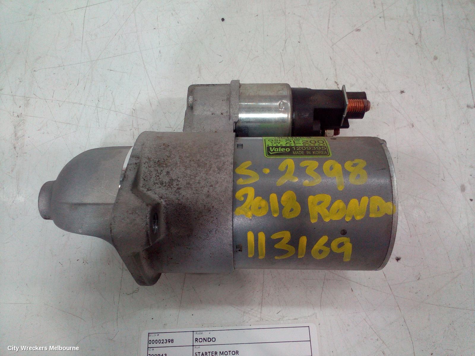 KIA RONDO STARTER, PETROL, 2.0, G4NC, RP, 06/2013 - 12/2018