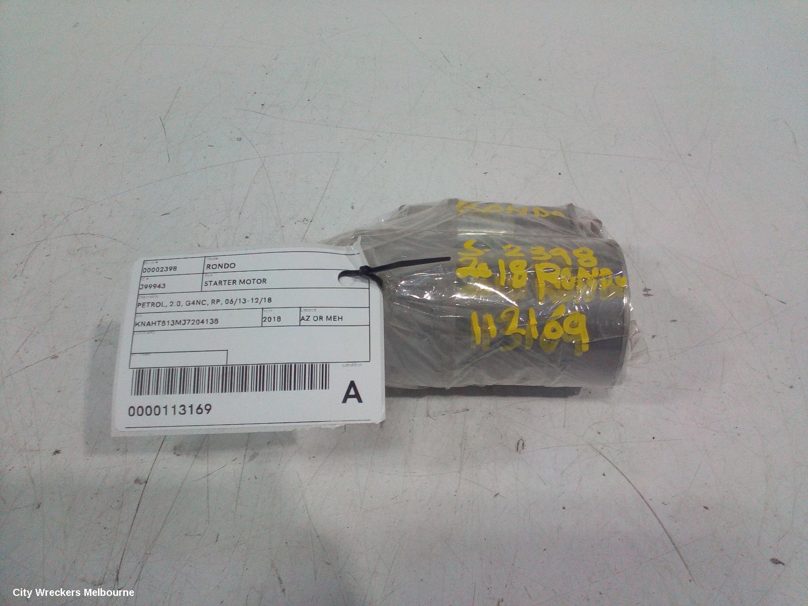 KIA RONDO STARTER, PETROL, 2.0, G4NC, RP, 06/2013 - 12/2018