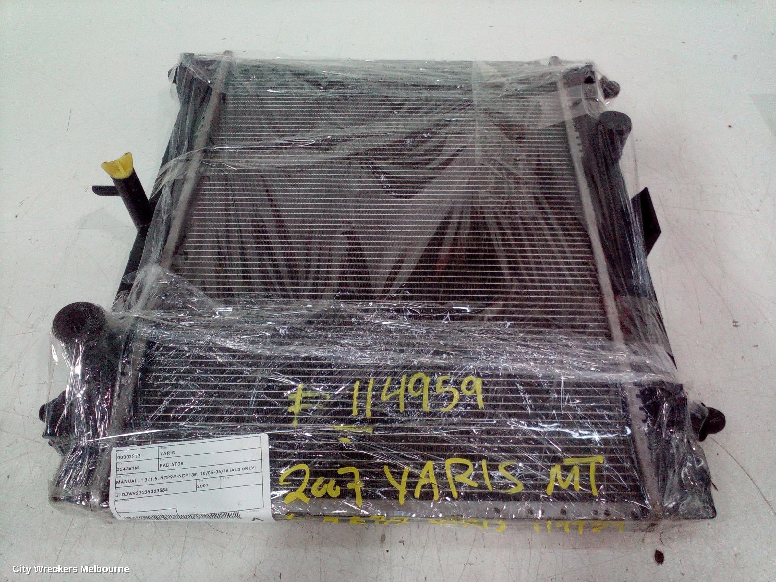 TOYOTA YARIS RADIATOR, MANUAL, 1.3/1.5, NCP9#-NCP13#, 10/2005 - 06/2016 (AUS ONLY)