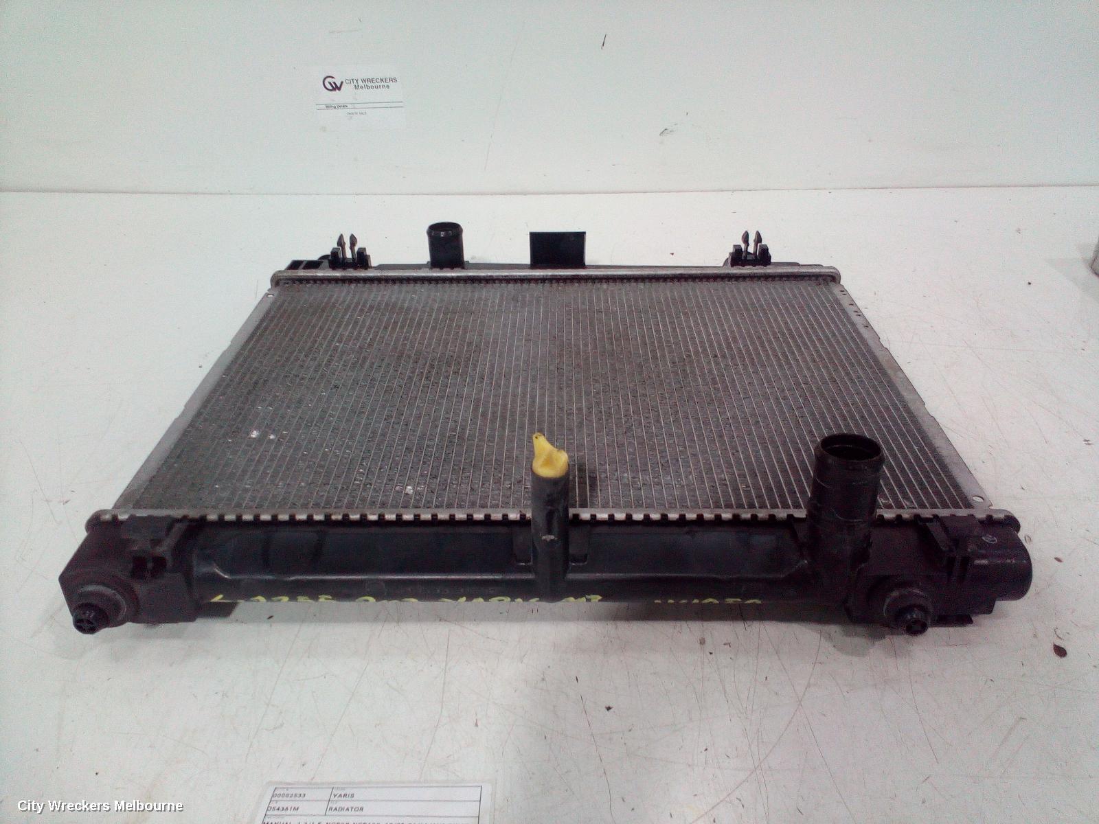 TOYOTA YARIS RADIATOR, MANUAL, 1.3/1.5, NCP9#-NCP13#, 10/2005 - 06/2016 (AUS ONLY)