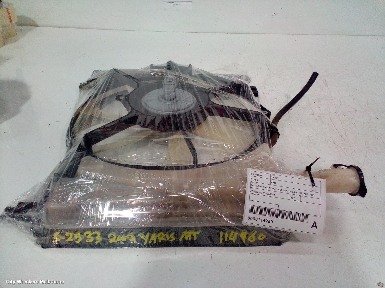 TOYOTA YARIS FAN, RADIATOR FAN, 1.5, PETROL, 1NZ, NCP9#-NCP13#, 04-01/2020/19