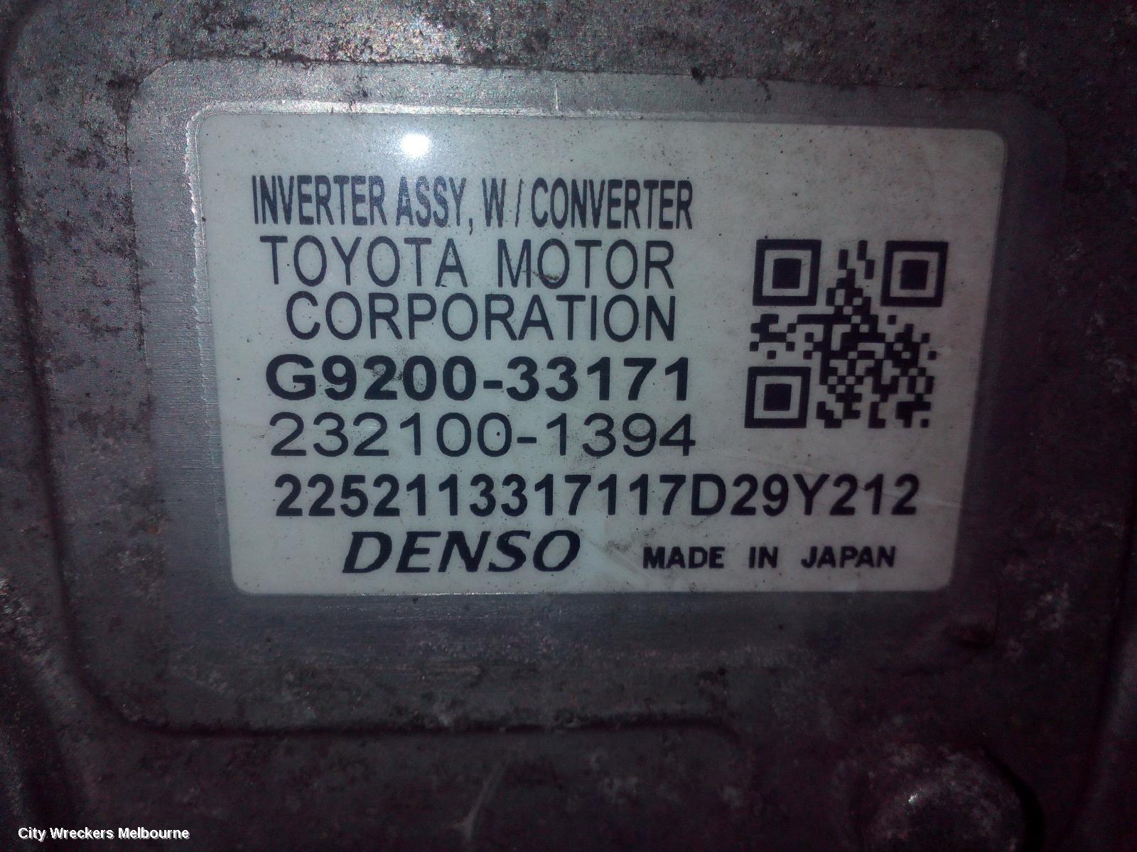 TOYOTA CAMRY INVERTER, HYBRID INVERTER, AVV50R, 03/2012 - 10/2017