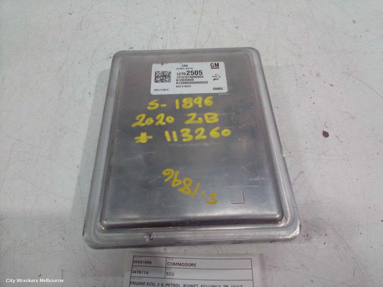 HOLDEN COMMODORE ECU, ENGINE ECU, 2.0, PETROL, B20NFT, ECU ONLY, ZB, 10/2017 - 12/2020