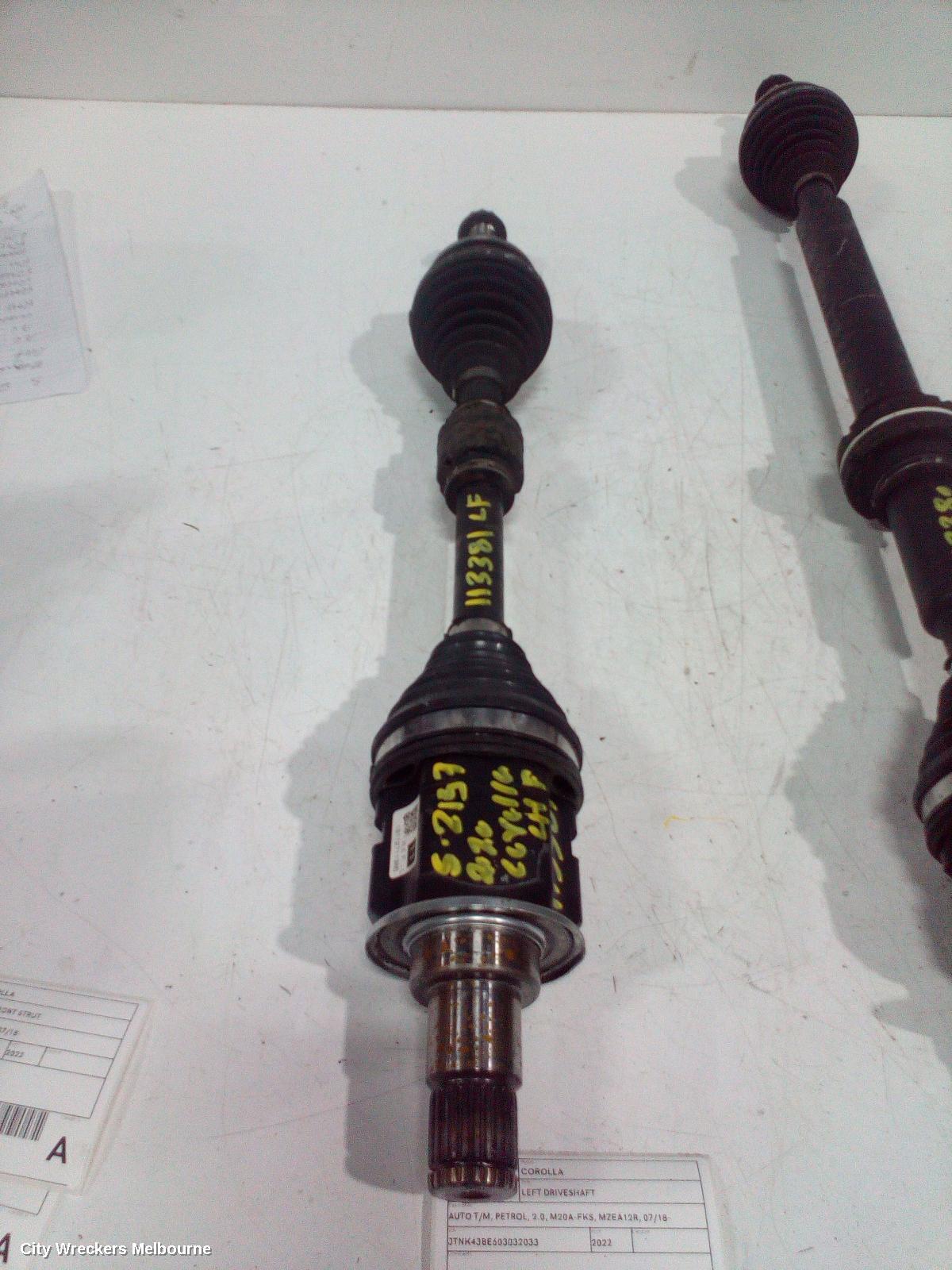 TOYOTA COROLLA LEFT DRIVESHAFT, AUTO T/M, PETROL, 2.0, M20A-FKS, MZEA12R, 07/2018 ONWARDS