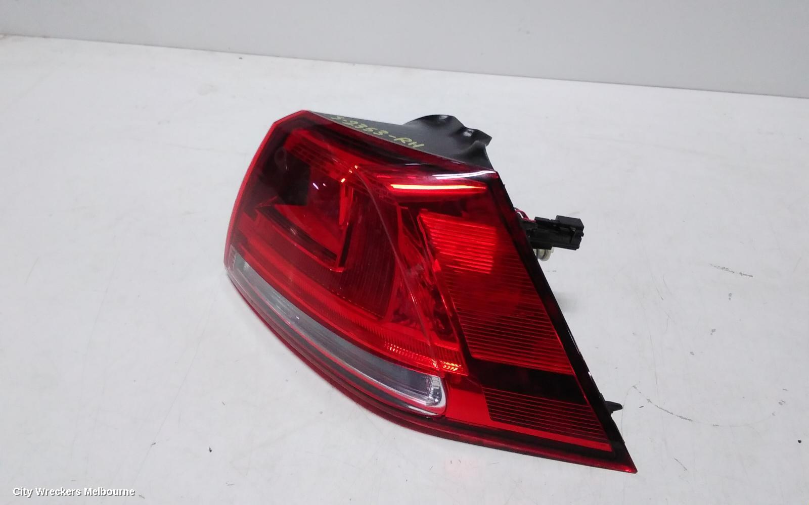 VOLKSWAGEN GOLF RIGHT TAILLIGHT, GEN 7, HATCH, STANDARD, TRENDLINE/COMFORTLINE, NON LED TYPE, NON TINTED TYPE, 12/2012 - 03/2017