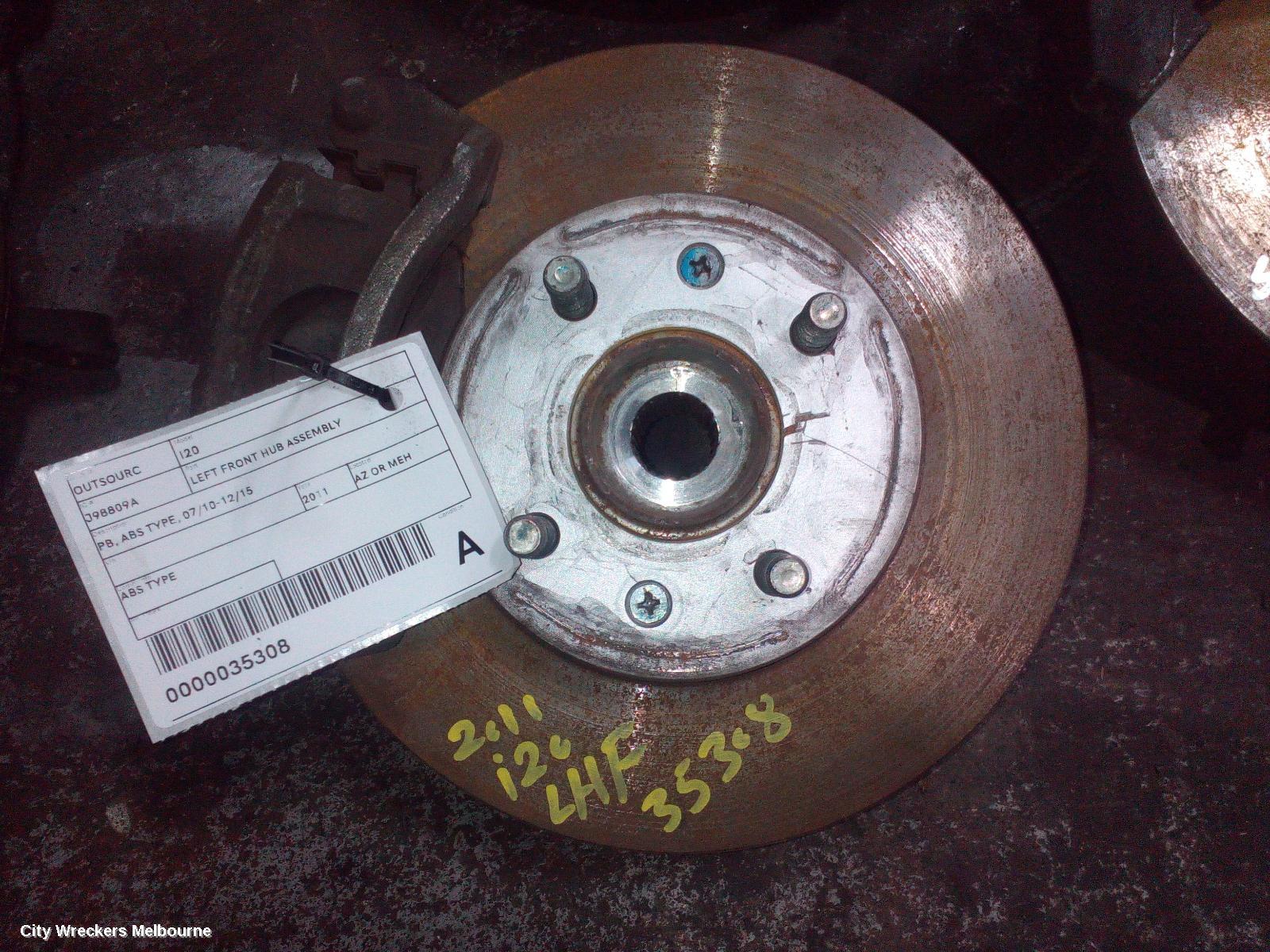 HYUNDAI I20 LEFT FRONT HUB ASSEMBLY, PB, ABS TYPE, 07/2010 - 12/2015
