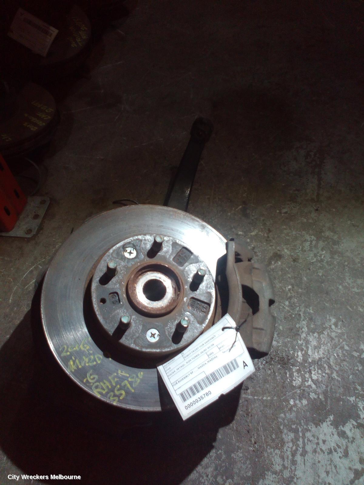 MAZDA 6 RIGHT FRONT HUB ASSEMBLY, GG/GY, PETROL, NON TURBO, 08/2002 - 02/2008