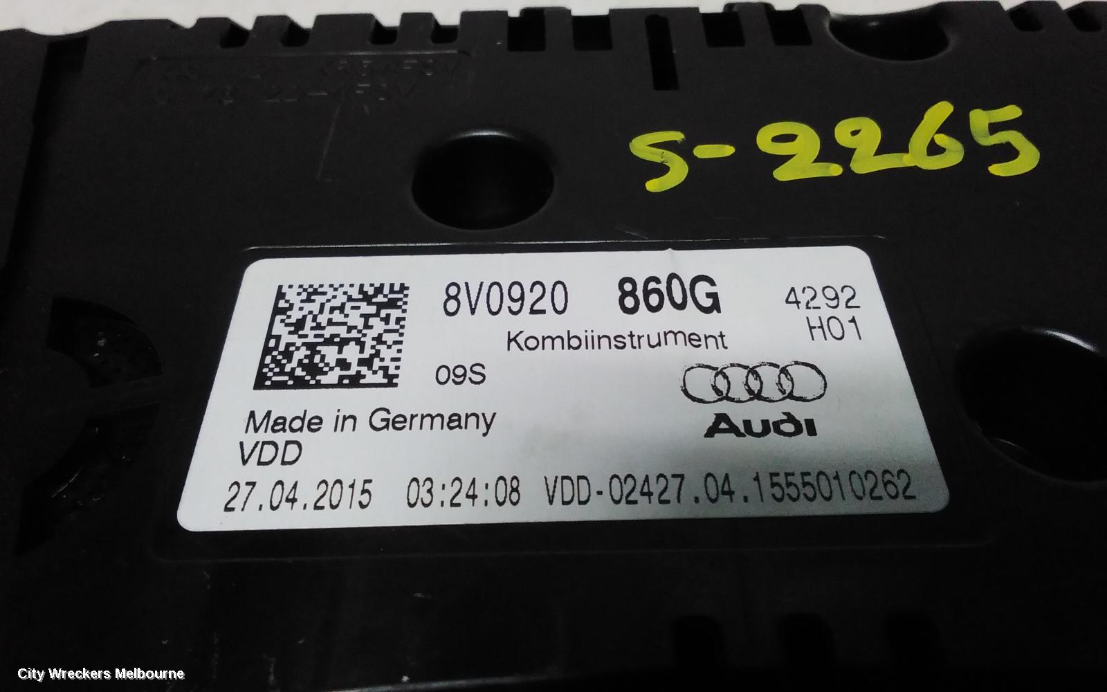 AUDI A3 INSTRUMENT CLUSTER, PETROL, 8V (A3), ANALOG TYPE, 12/2013 - 10/2020