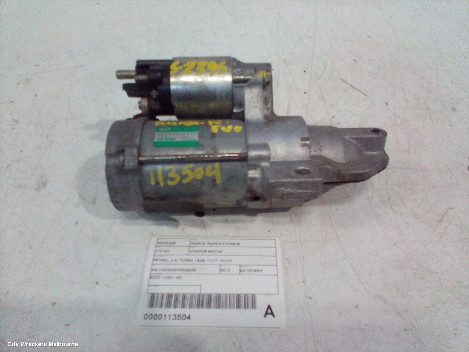 LAND ROVER RANGEROVER EVOQUE STARTER, PETROL, 2.0, TURBO, L538, 11/2011 - 01/2019