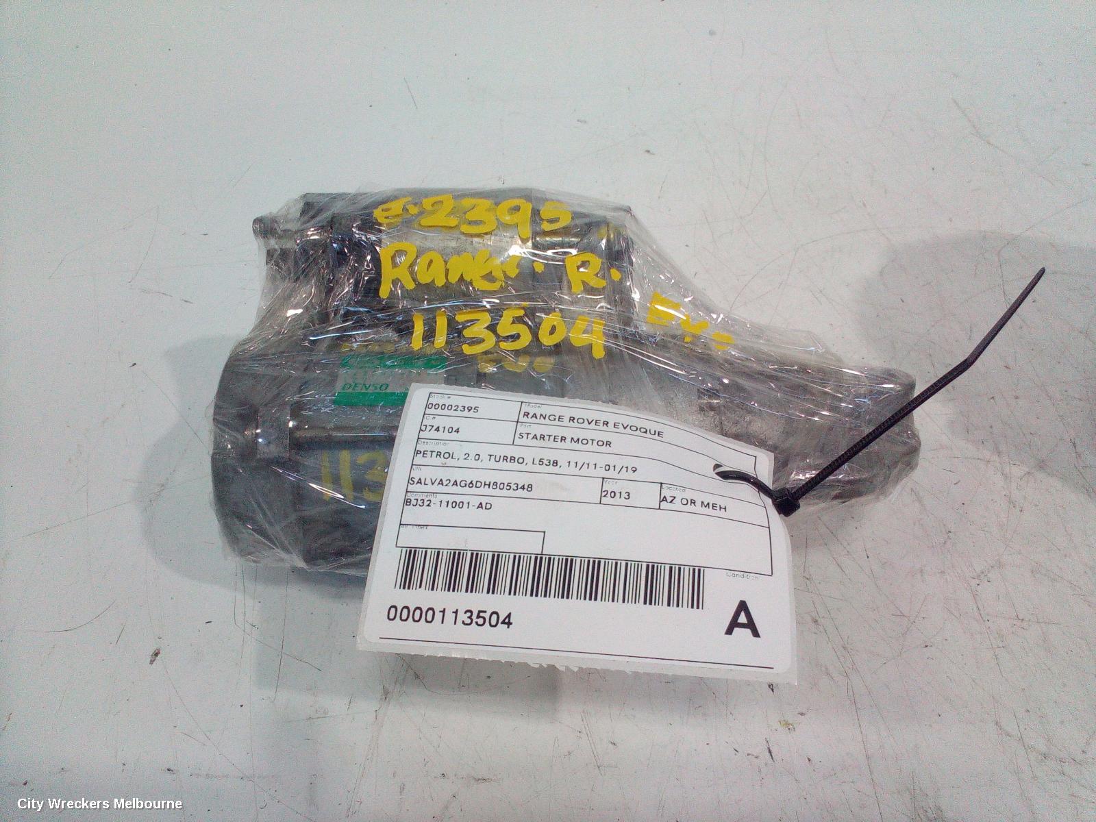 LAND ROVER RANGEROVER EVOQUE STARTER, PETROL, 2.0, TURBO, L538, 11/2011 - 01/2019