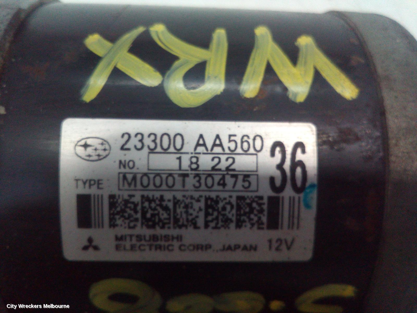 SUBARU IMPREZA STARTER, PETROL, EJ25, TURBO, MANUAL, 5 SPEED, WRX, G3, 04/2007 - 12/2013