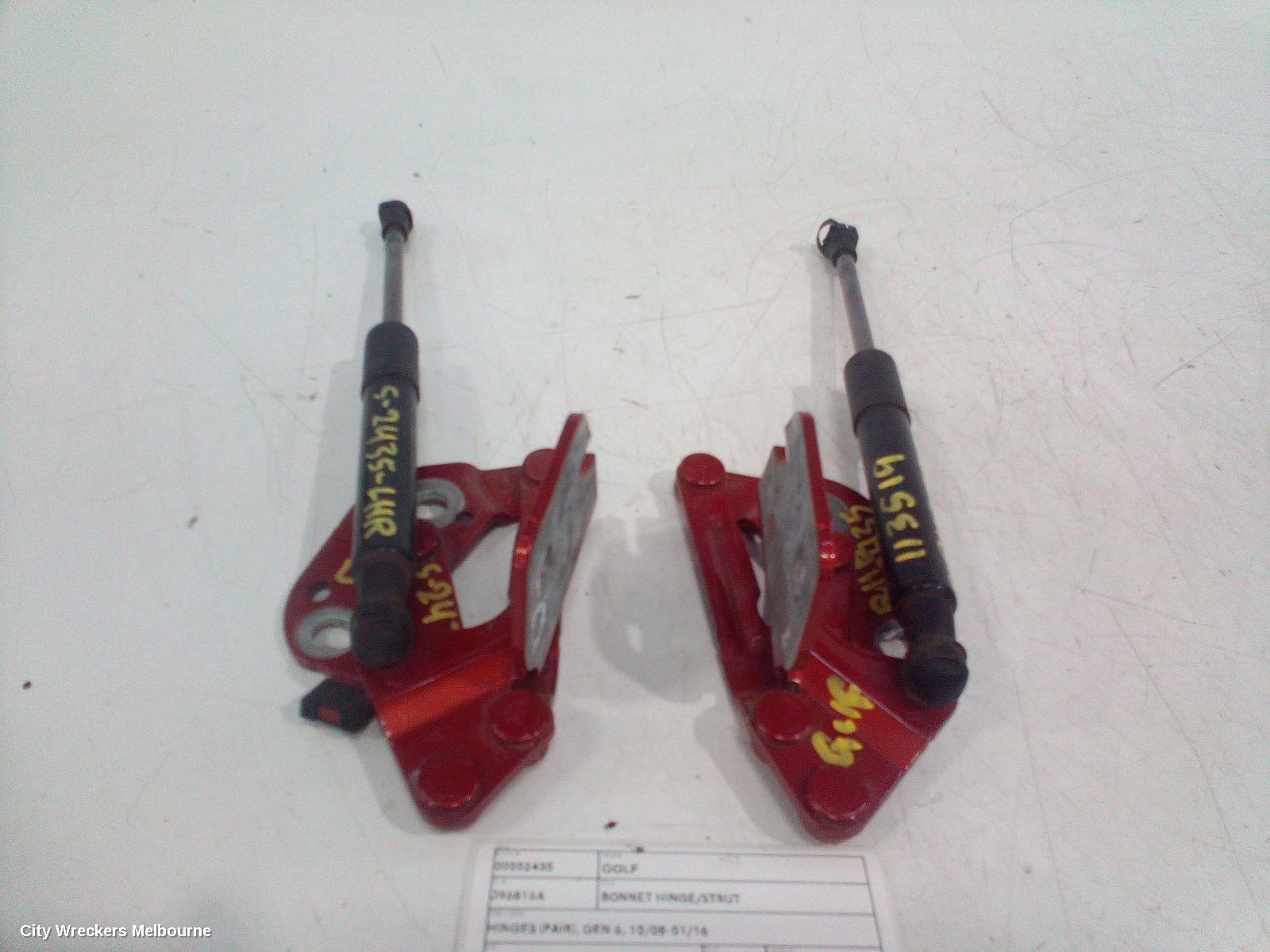 VOLKSWAGEN GOLF BONNET HINGE/STRUT, HINGES (PAIR), GEN 6, 10/2008 - 01/2016