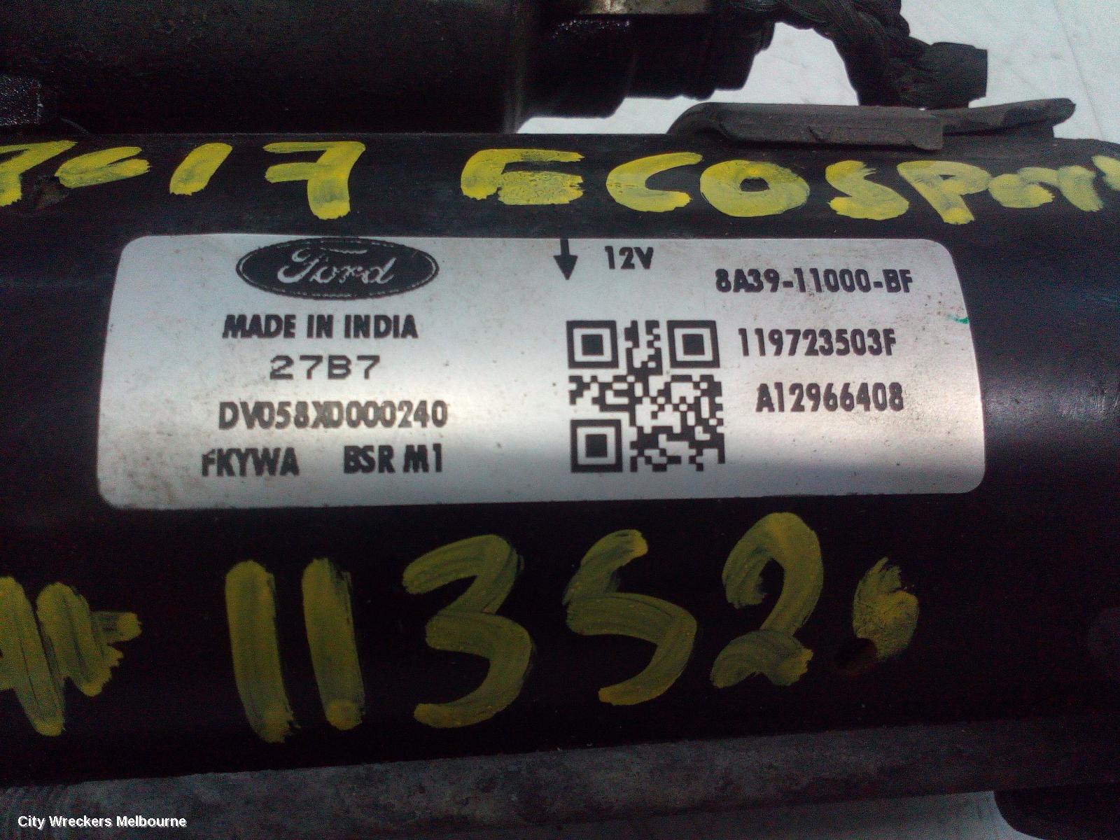 FORD ECOSPORT STARTER, PETROL, 1.5, BK, 11/2013 - 09/2017