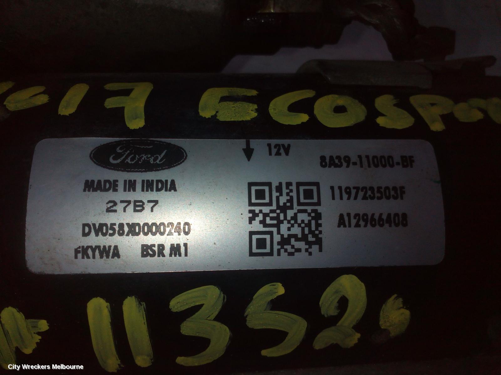 FORD ECOSPORT STARTER, PETROL, 1.5, BK, 11/2013 - 09/2017