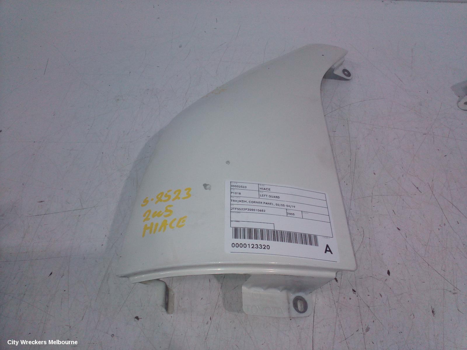 TOYOTA HIACE LEFT GUARD, TRH/KDH, CORNER PANEL, 03/2005 - 04/2019