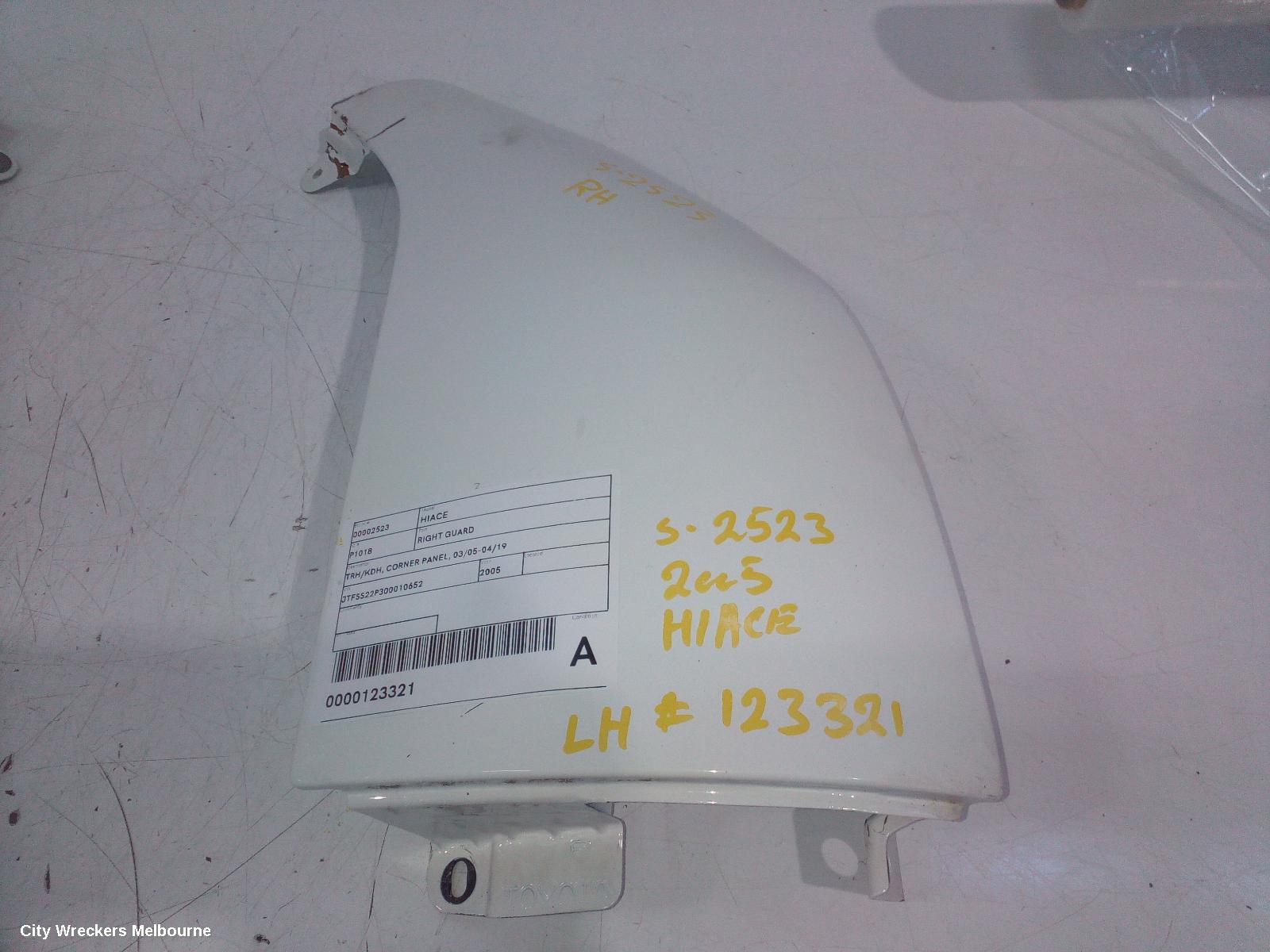 TOYOTA HIACE RIGHT GUARD, TRH/KDH, CORNER PANEL, 03/2005 - 04/2019