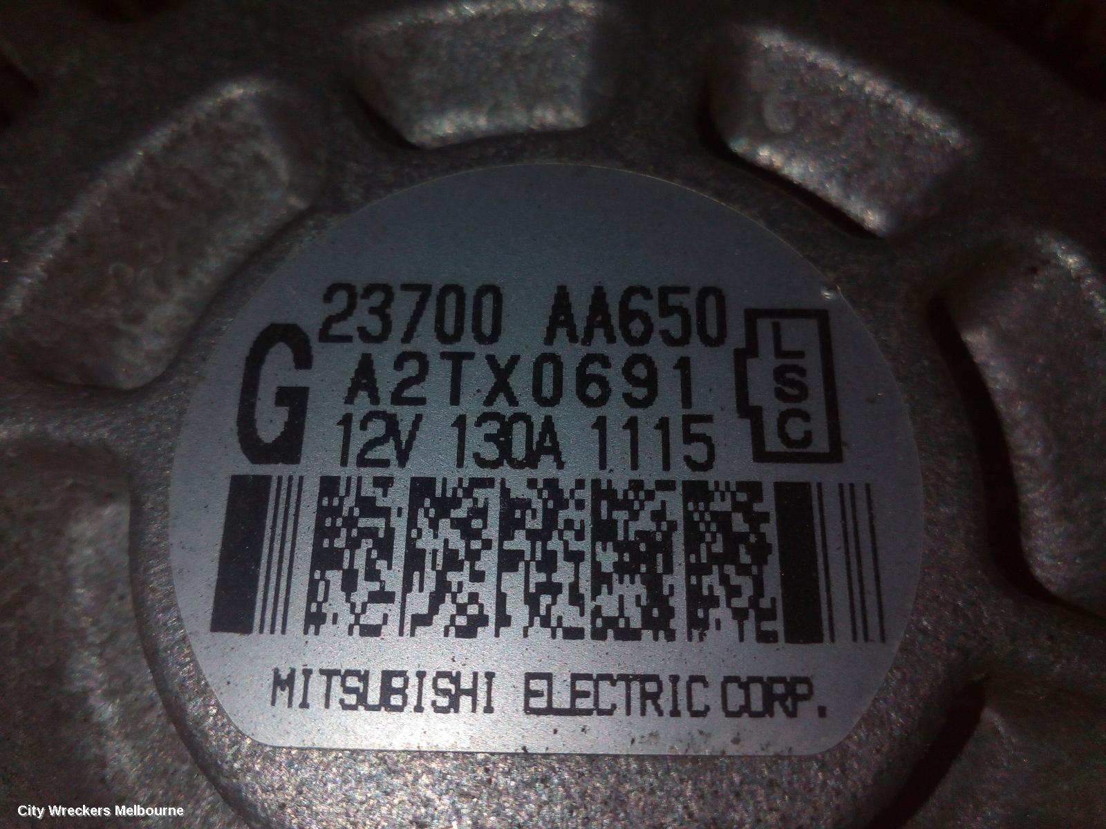 SUBARU OUTBACK ALTERNATOR, PETROL, 2.5, EJ25 (6TH VIN = 9), 5TH GEN, 05/2009 - 09/2012