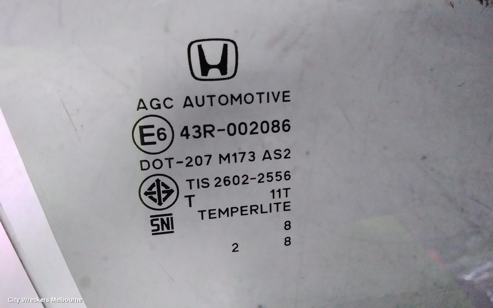 HONDA CIVIC RIGHT REAR DOOR WINDOW, 10TH GEN, HATCH, 05/2016 - 08/2021