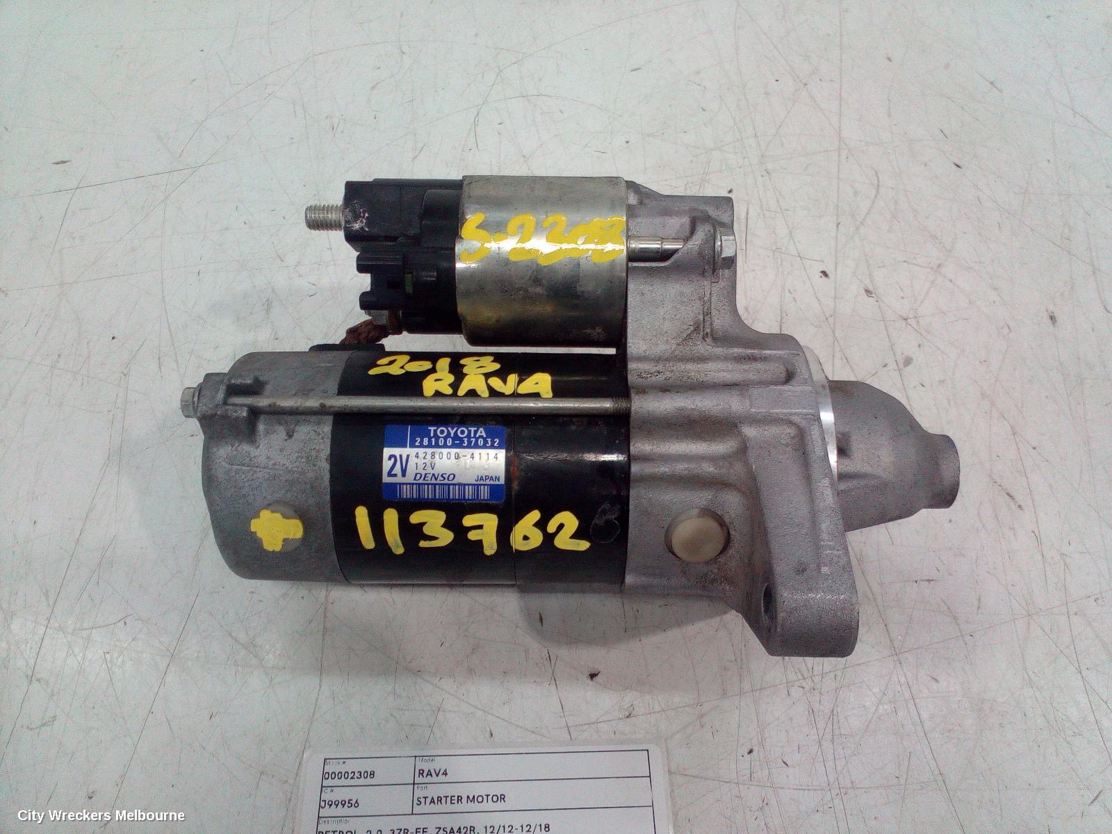 TOYOTA RAV4 STARTER, PETROL, 2.0, 3ZR-FE, ZSA42R, 12/2012 - 12/2018