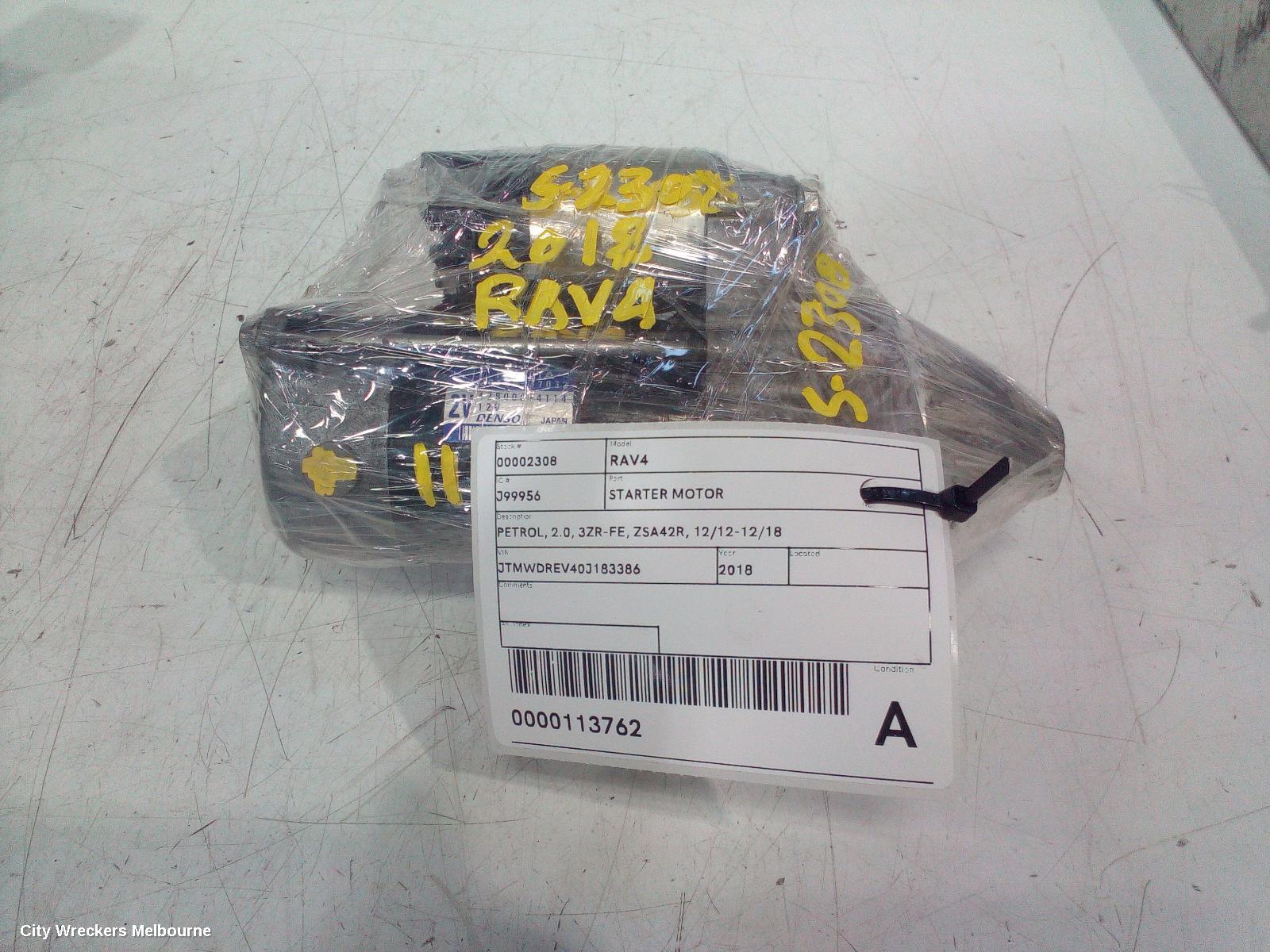 TOYOTA RAV4 STARTER, PETROL, 2.0, 3ZR-FE, ZSA42R, 12/2012 - 12/2018