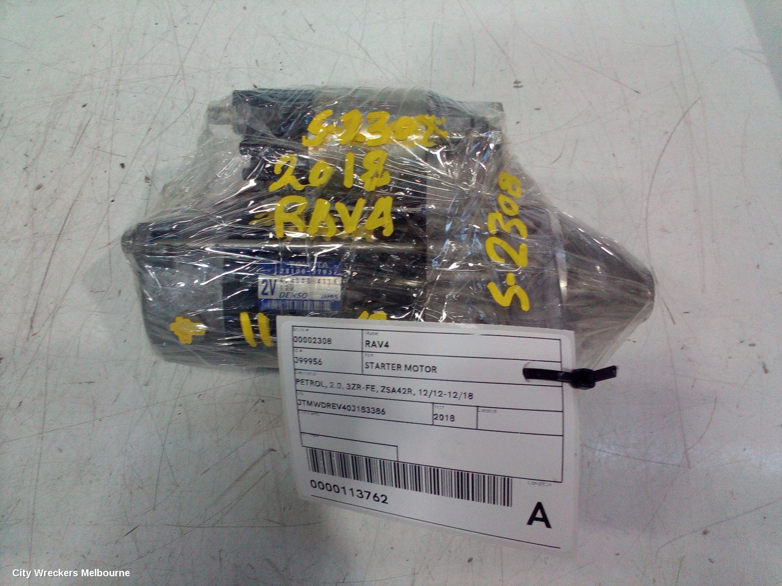 TOYOTA RAV4 STARTER, PETROL, 2.0, 3ZR-FE, ZSA42R, 12/2012 - 12/2018