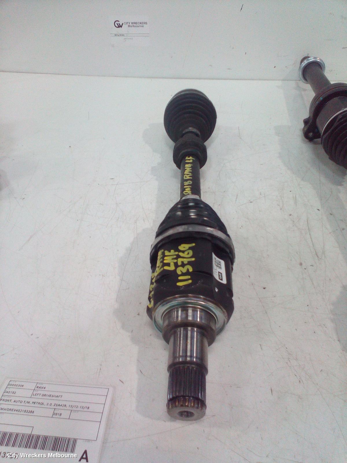 TOYOTA RAV4 LEFT DRIVESHAFT, FRONT, AUTO T/M, PETROL, 2.0, ZSA42R, 12/2012 - 12/2018