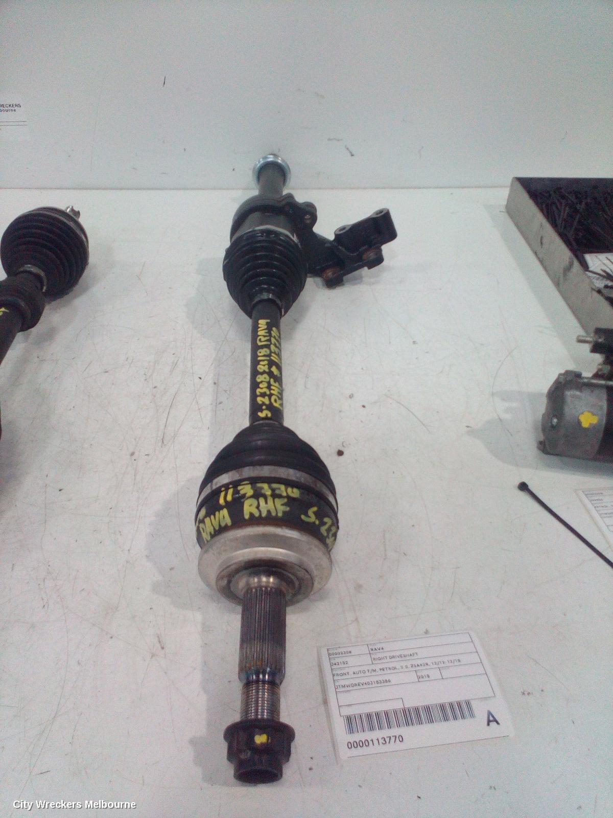 TOYOTA RAV4 RIGHT DRIVESHAFT, FRONT, AUTO T/M, PETROL, 2.0, ZSA42R, 12/2012 - 12/2018
