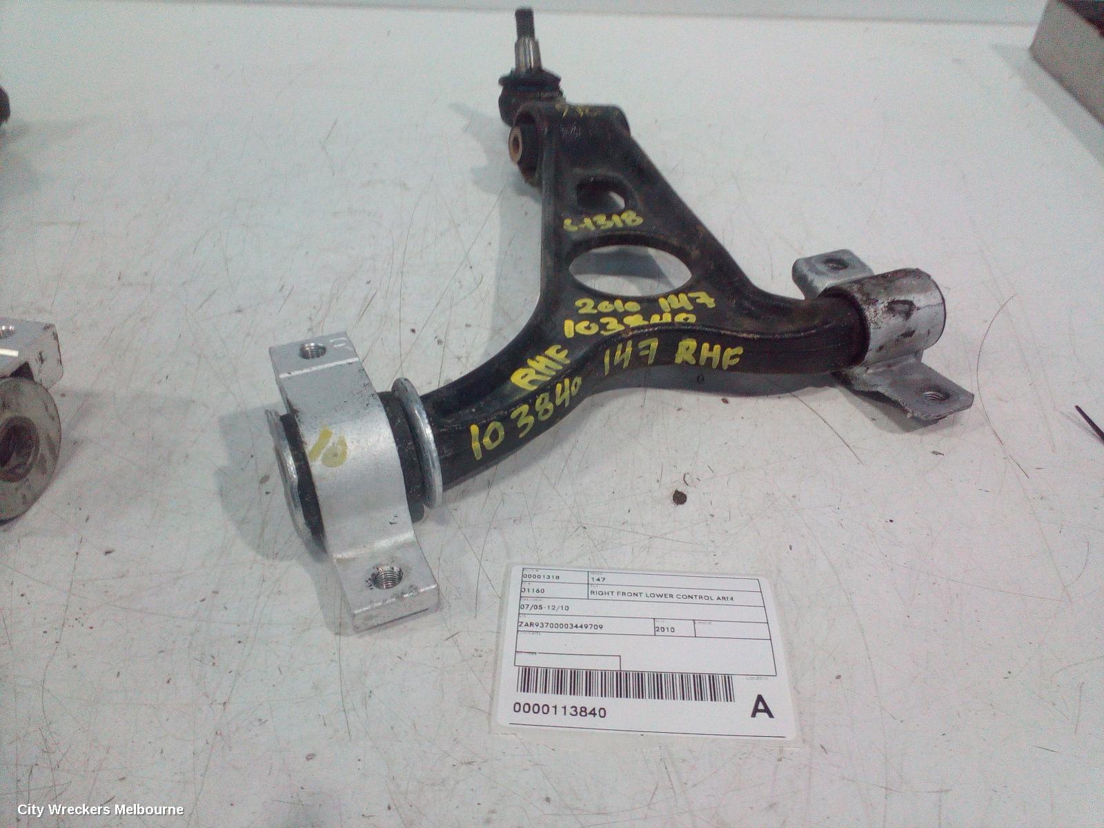 ALFA ROMEO 147 RIGHT FRONT LOWER CONTROL ARM, 07/2005 - 12/2010