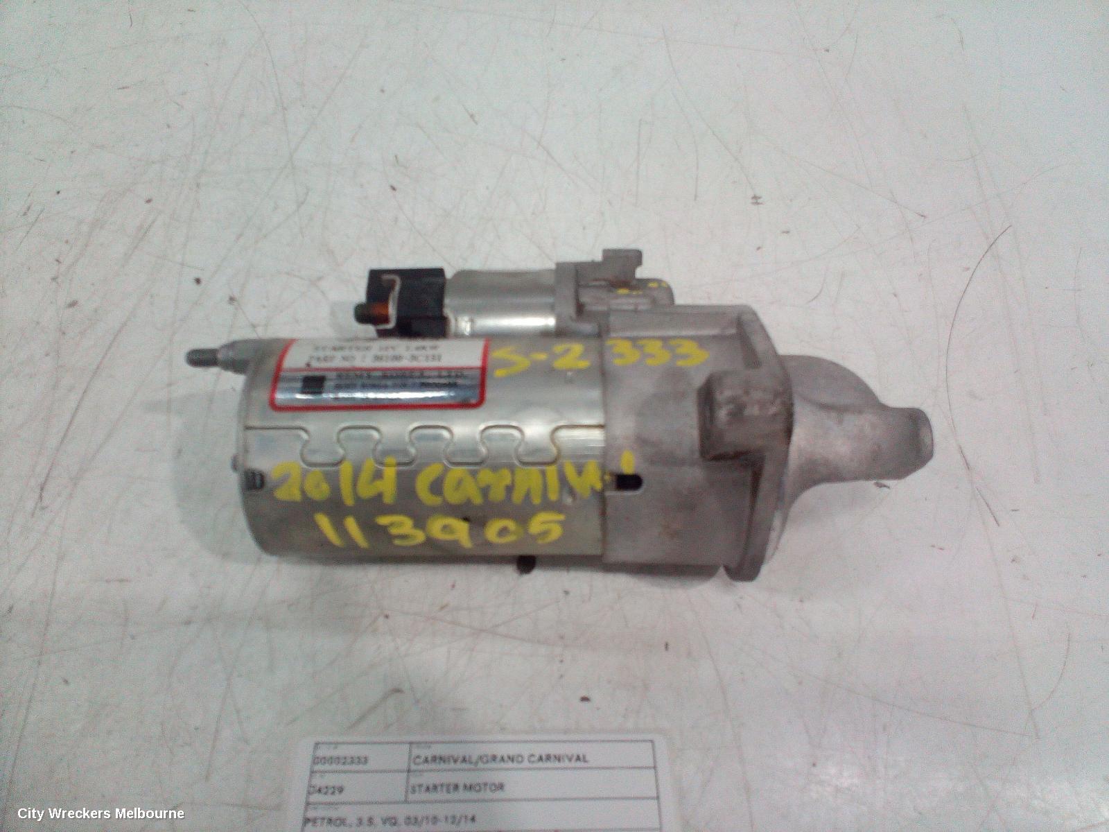 KIA CARNIVAL/GRAND CARNIVAL STARTER, PETROL, 3.5, P/N 361003C151, 10 THOOT TYPE, VQ, 03/2010 - 12/2014