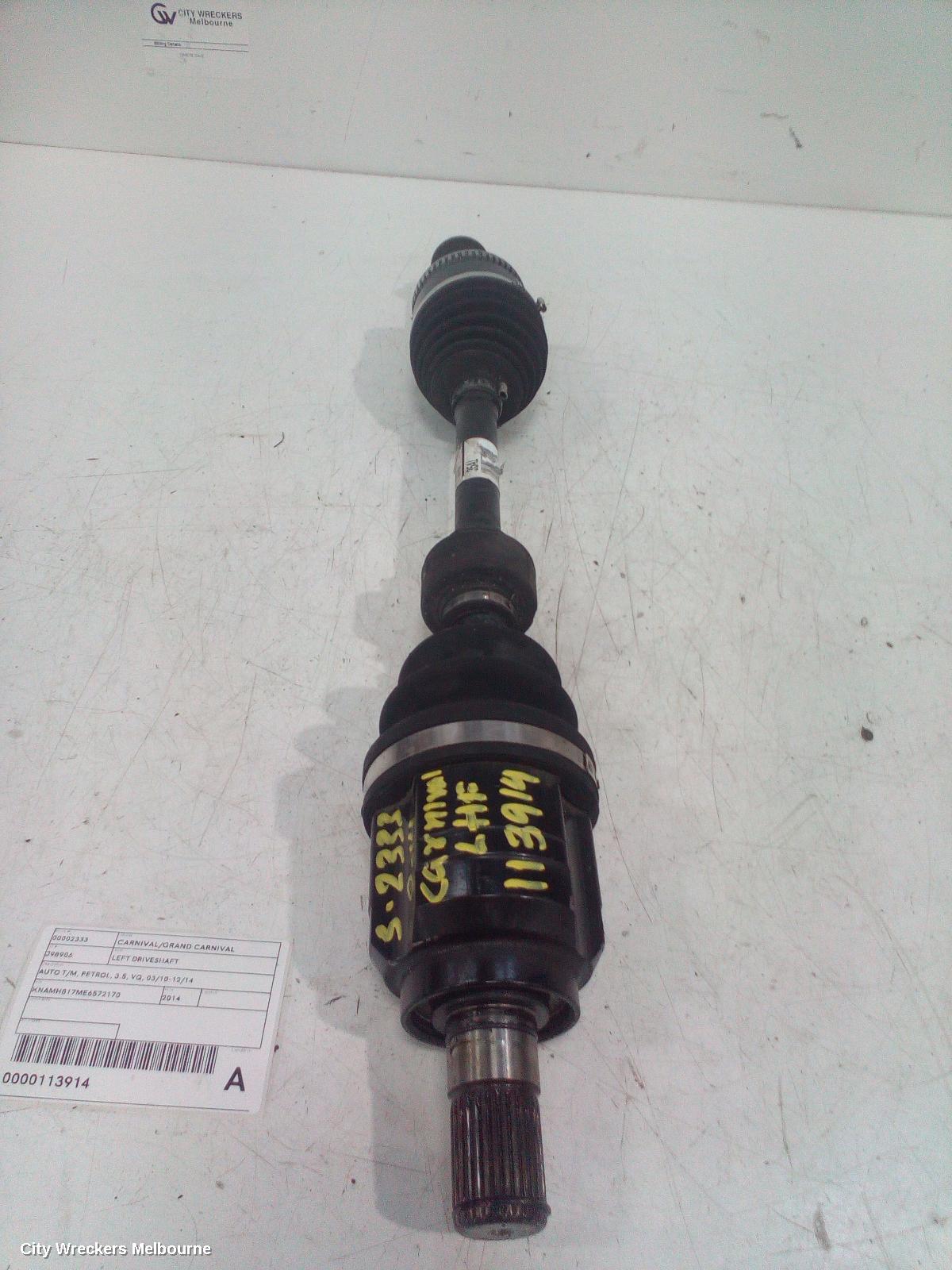 KIA CARNIVAL/GRAND CARNIVAL LEFT DRIVESHAFT, AUTO T/M, PETROL, 3.5, VQ, 03/2010 - 12/2014