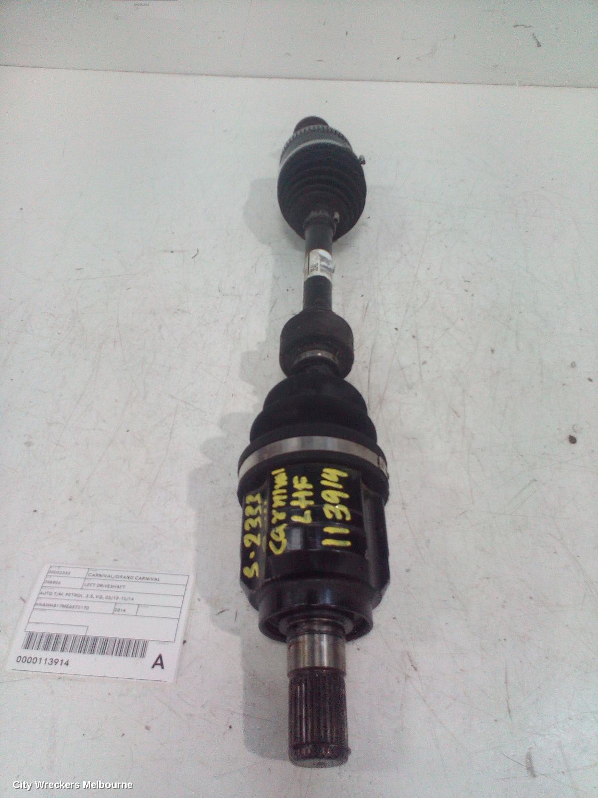 KIA CARNIVAL/GRAND CARNIVAL LEFT DRIVESHAFT, AUTO T/M, PETROL, 3.5, VQ, 03/2010 - 12/2014