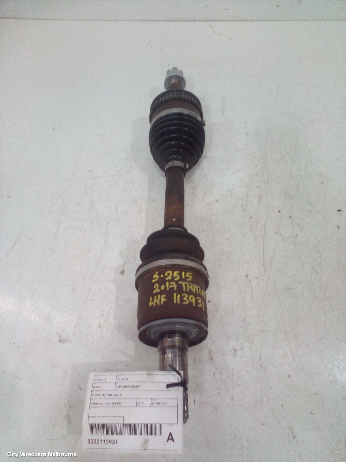 MITSUBISHI TRITON LEFT DRIVESHAFT, FRONT, MQ-MR, 03/2015 ONWARDS