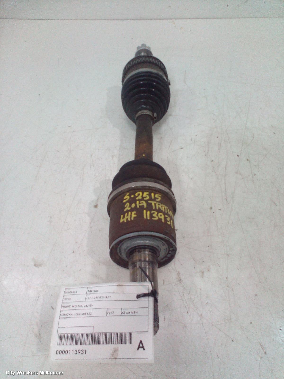 MITSUBISHI TRITON LEFT DRIVESHAFT, FRONT, MQ-MR, 03/2015 ONWARDS