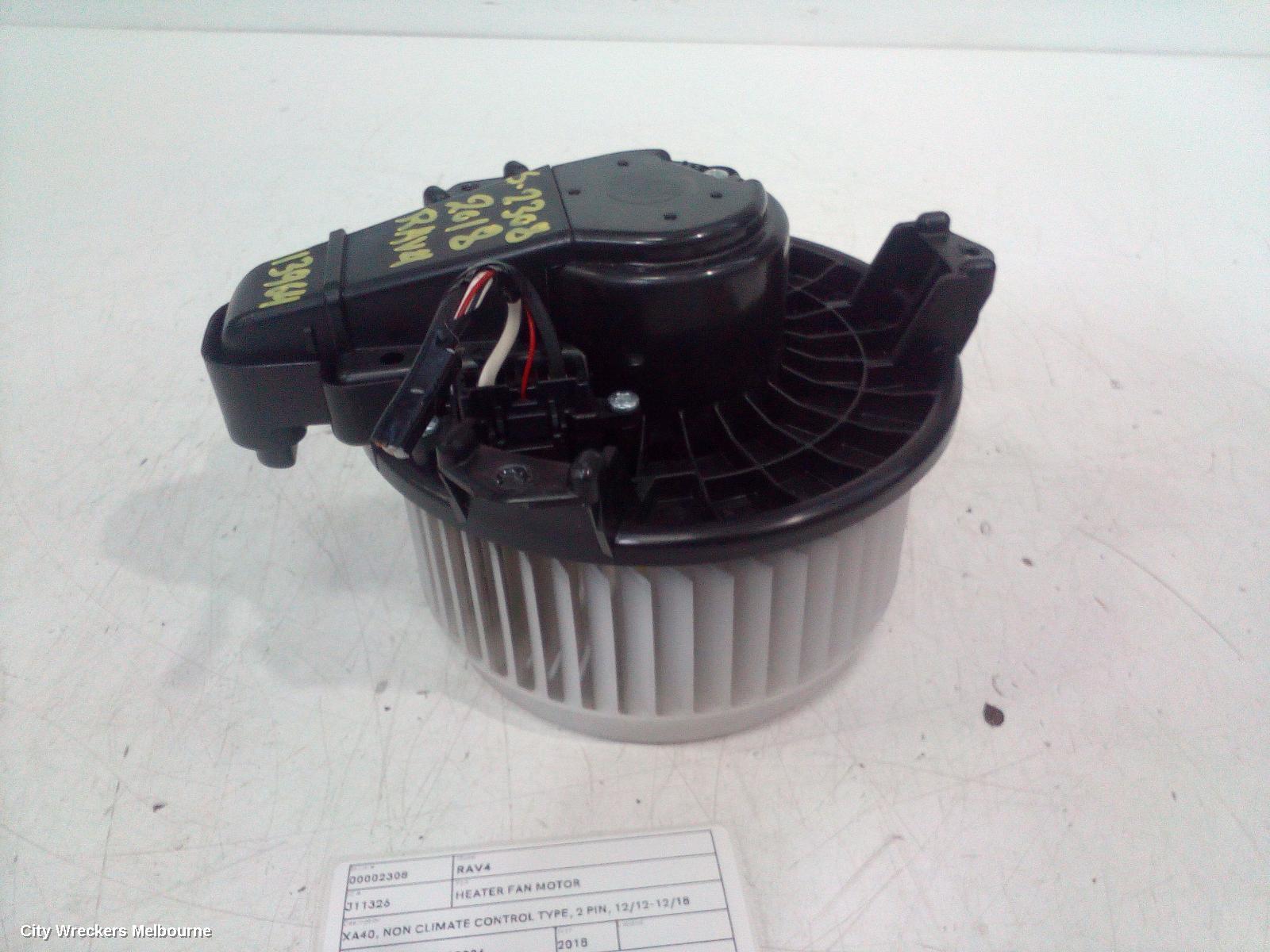 TOYOTA RAV4 HEATER FAN MOTOR, XA40, NON CLIMATE CONTROL TYPE, 2 PIN, 12/2012 - 12/2018