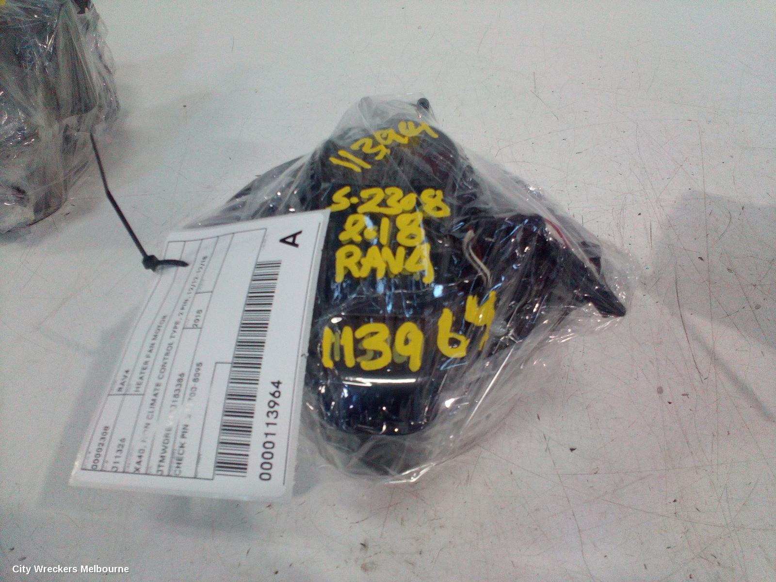 TOYOTA RAV4 HEATER FAN MOTOR, XA40, NON CLIMATE CONTROL TYPE, 2 PIN, 12/2012 - 12/2018