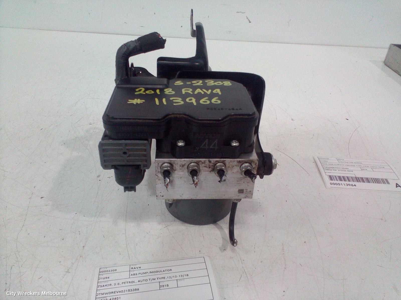TOYOTA RAV4 ABS PUMP/MODULATOR, ZSA42R, 2.0, PETROL, AUTO T/M TYPE,12/2012 - 12/2018