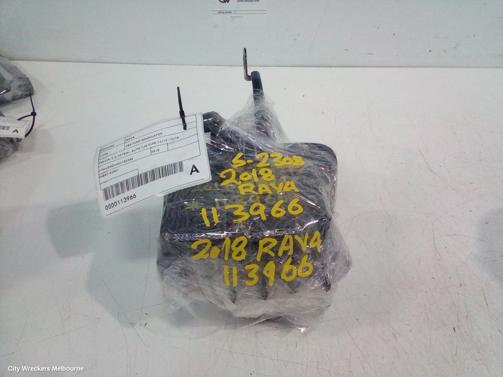 TOYOTA RAV4 ABS PUMP/MODULATOR, ZSA42R, 2.0, PETROL, AUTO T/M TYPE,12/2012 - 12/2018