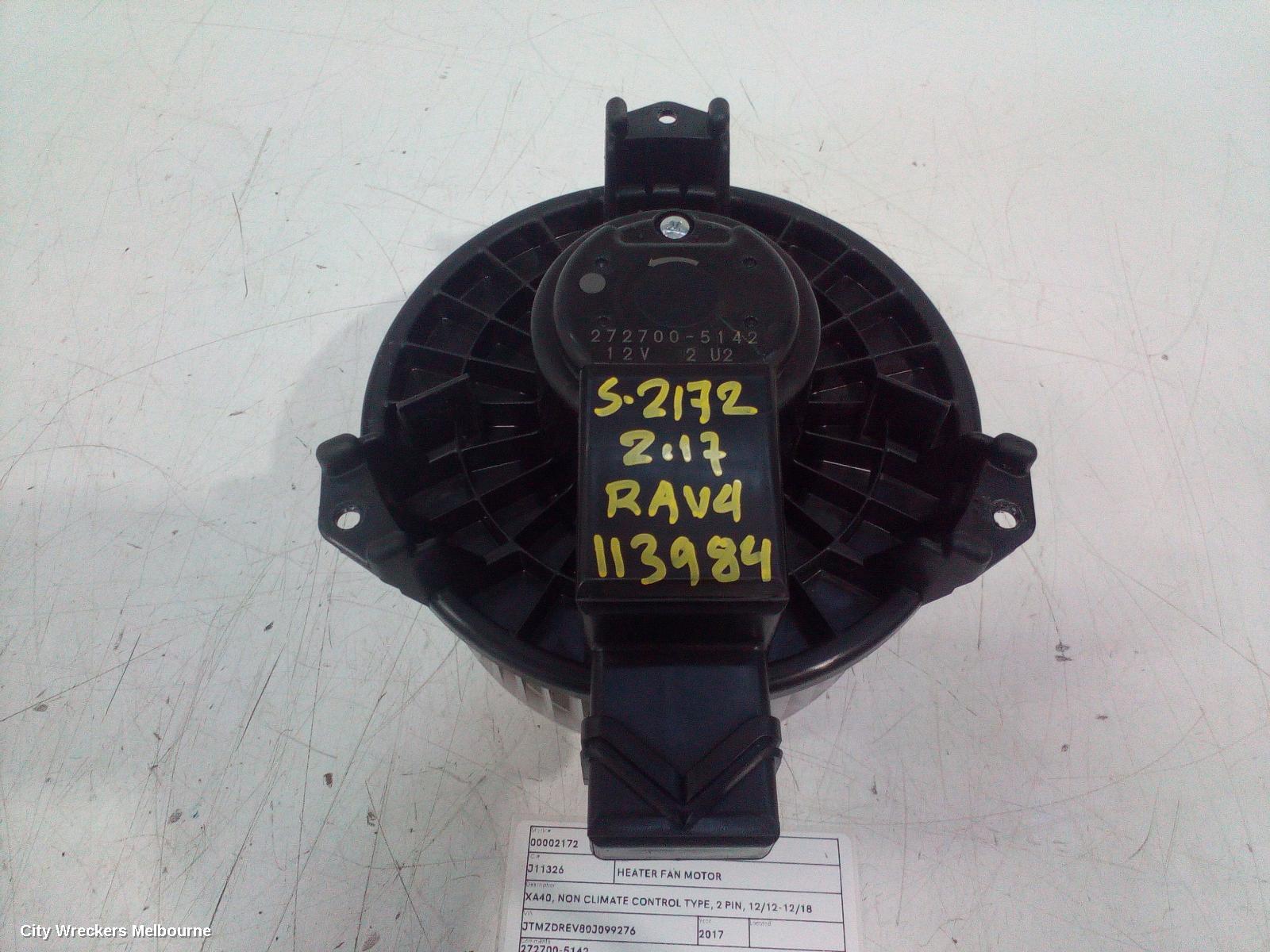 TOYOTA RAV4 HEATER FAN MOTOR, XA40, NON CLIMATE CONTROL TYPE, 2 PIN, 12/2012 - 12/2018