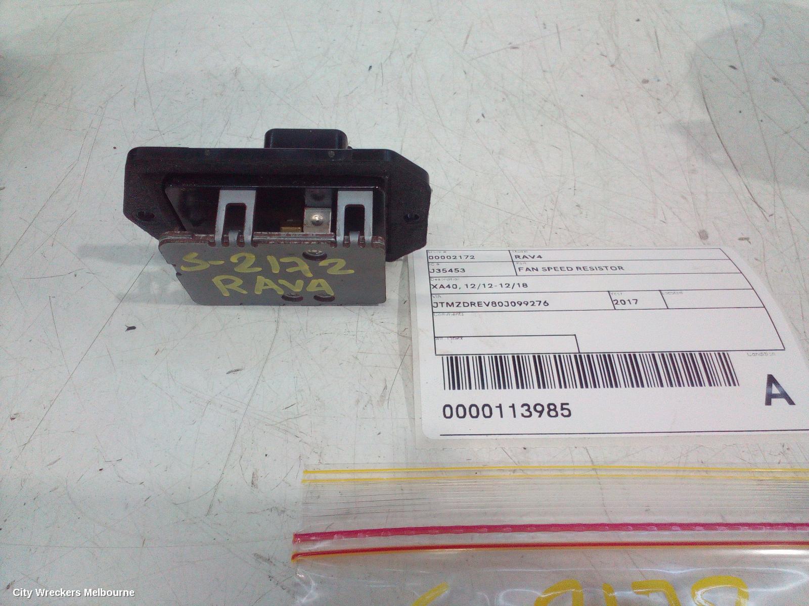 TOYOTA RAV4 FAN SPEED RESISTOR, XA40, 12/2012 - 12/2018