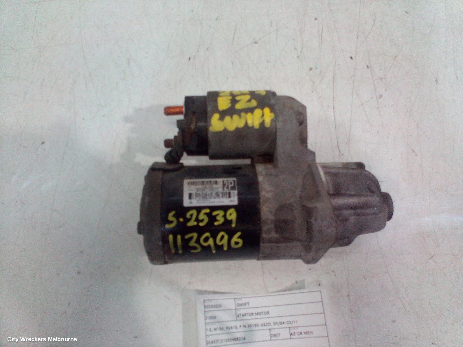 SUZUKI SWIFT STARTER, 1.5, M15A, RS415, P/N 33100-63JO, 09/2004 - 02/2011
