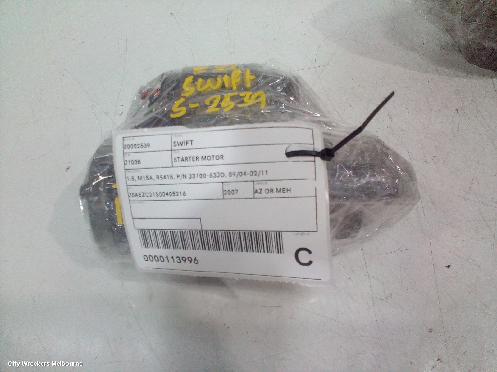 SUZUKI SWIFT STARTER, 1.5, M15A, RS415, P/N 33100-63JO, 09/2004 - 02/2011