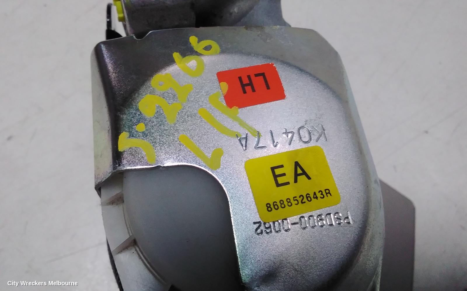 RENAULT KALEOS SEATBELT/STALK, LH FRONT, SEAT BELT ONLY, H45, 09/2008 - 04/2016